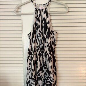 Parker Zebra and White/ Ivory Ruffle Dress Size S